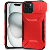 Premium Ultimate U Design Hybrid Case With Camera Window Covering For iPhone 15 - Red