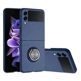 Premium Chief Premium Matte Magnetic Ring Stand Hybrid Case Cover For Samsung Z Flip 7 FE / Flip 6 - Navy Blue