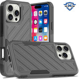 Metkase Noble Lined Shockproof Dual Layer Hybrid Case In Slide-Out Package For iPhone 16 Pro 6.3 Inch - Grey/Black