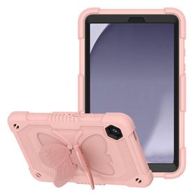 Premium Butterfly Kickstand 3-In-1 Tough Hybrid Case W/ Shoulder Strap For Samsung A9 Plus / A11 Plus - Rose Gold