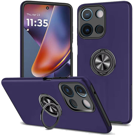 Premium Chief Oil Painted Magnetic Ring Stand Hybrid Case Cover For Motorola Moto G 5G 2025 - Dark Purple