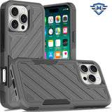 Metkase Noble Lined Shockproof Dual Layer Hybrid Case In Slide-Out Package For iPhone 16 Pro Max 6.9 Inch - Grey/Black