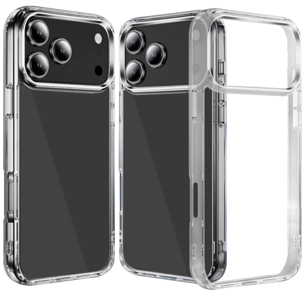 HR Premium Pure Crystal Transparent Thick 2.0Mm Shockproof Chromed Buttons Case Cover For Iphone 18 Pro Max - Clear
