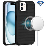 Metkase Chrome Pattern [Magnetic Circle] Premium Case For iPhone 15 - Black