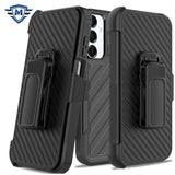 Metkase Noble Lined Shockproof Dual Layer Hybrid Case With Holster For Samsung A16 5G - Black/Black