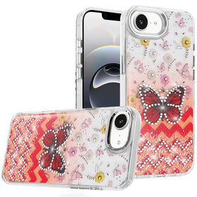 Premium Resin Epoxy Design Diamond Metal Edged Case For iPhone 16E / SE4 (2025) / 17e - F