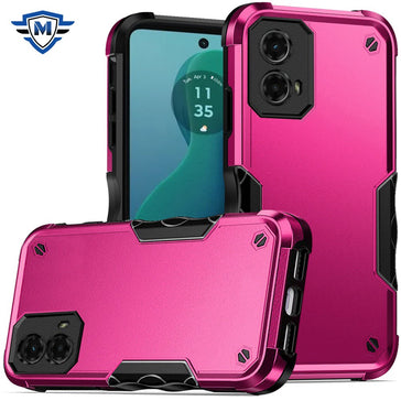 Metkase Exquisite Tough Shockproof Hybrid Case In Slide-Out Package For Motorola Moto G 5G 2024 - Hot Pink/Black