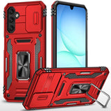 Premium Utter Tough Metal Ring Movable Camera Window Hybrid Case For Samsung A17 5G - Red
