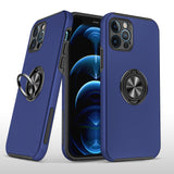 Premium Chief Oil Painted Magnetic Ring Stand Hybrid Case For iPhone 15 - Dark Blue