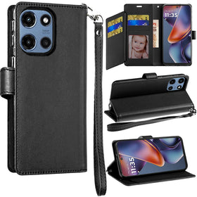 HR Premium Wallet Id Card Holder Case Cover For Motorola Moto G 5G 2025/2026 - Black
