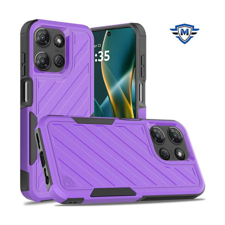 Metkase Noble Lined Shockproof Dual Layer Hybrid Case For Moto G Stylus 5G 2025 - Dark Purple/Black