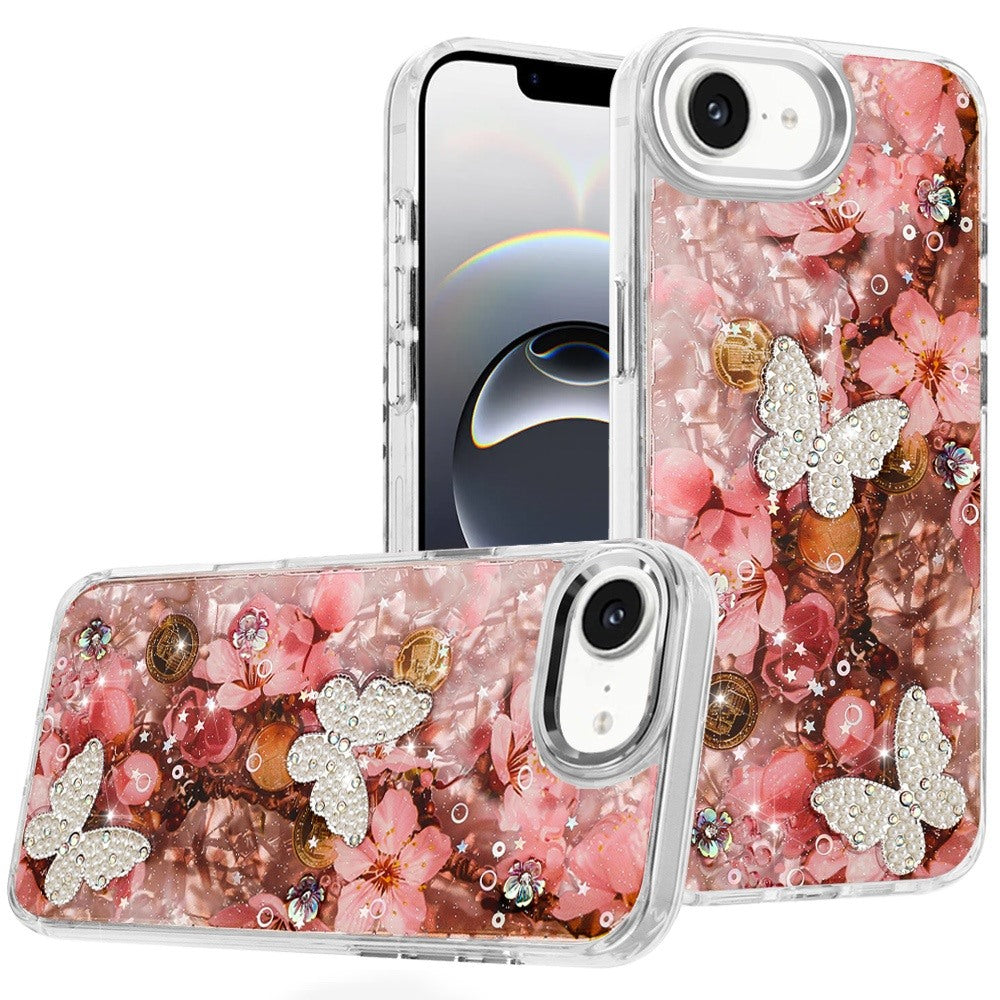 Premium Epoxy Glitter Butterfly Ornaments Design Case For iPhone 16E / SE4 (2025) - 4
