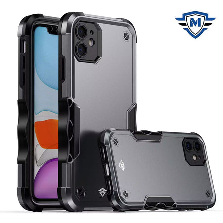 Metkase Exquisite Tough Shockproof Hybrid Case In Slide-Out Package For iPhone 15 - Grey/Black