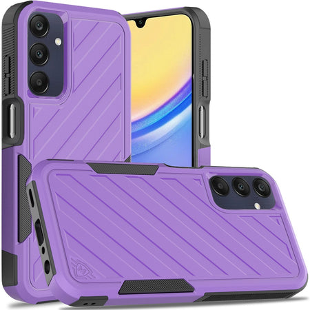 Premium Noble Lined Shockproof Dual Layer Hybrid Case For Samsung A15 5G - Dark Purple/Black