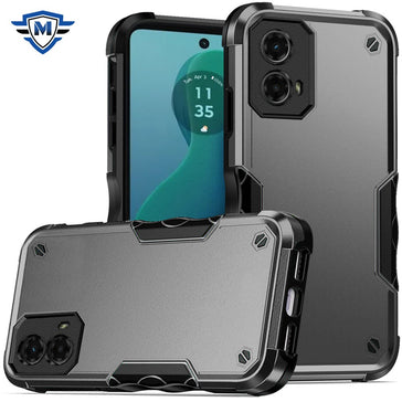 Metkase Exquisite Tough Shockproof Hybrid Case In Slide-Out Package For Motorola Moto G 5G 2024 - Grey/Black