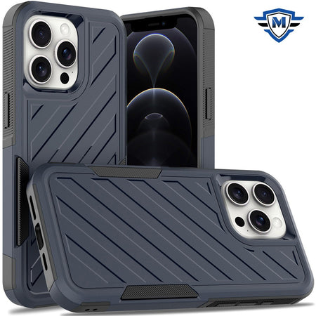 Metkase Noble Lined Shockproof Dual Layer Hybrid Case In Slide-Out Package For Iphone 11 (Xi6.1) - Blue/Black