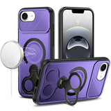 Premium Car Mount With 2-Ring Stand Hybrid Case For iPhone 16E (E Edition) / SE4 (2025) / 17e - Purple