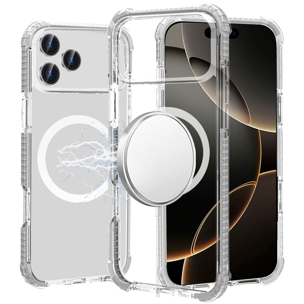 Premium Acrylic [Magnetic Circle] Tough 2.5mm Transparent Shockproof Hybrid Case For iPhone 17 Pro Max - White