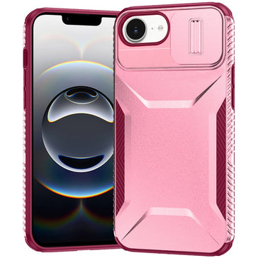 Premium Ultimate U Design Hybrid Case With Camera Window Covering for iPhone 16E (E Edition) / SE4 (2025) - Pink+Burgundy