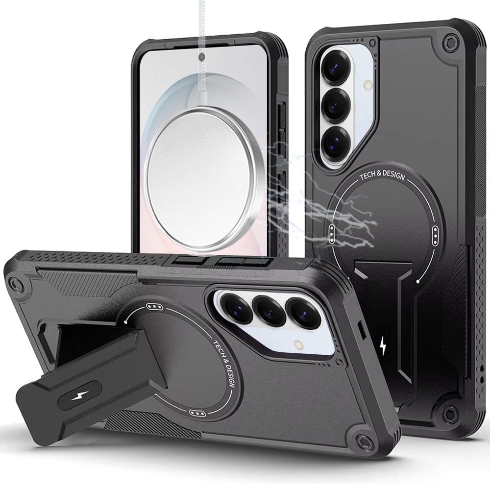 HR Premium Sturdy Bracket Kickstand Magnetic Hybrid Case For Samsung Galaxy S26 Fe - Black
