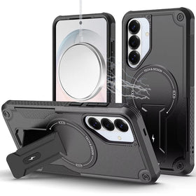 HR Premium Sturdy Bracket Kickstand Magnetic Hybrid Case For Samsung Galaxy S26 Fe - Black