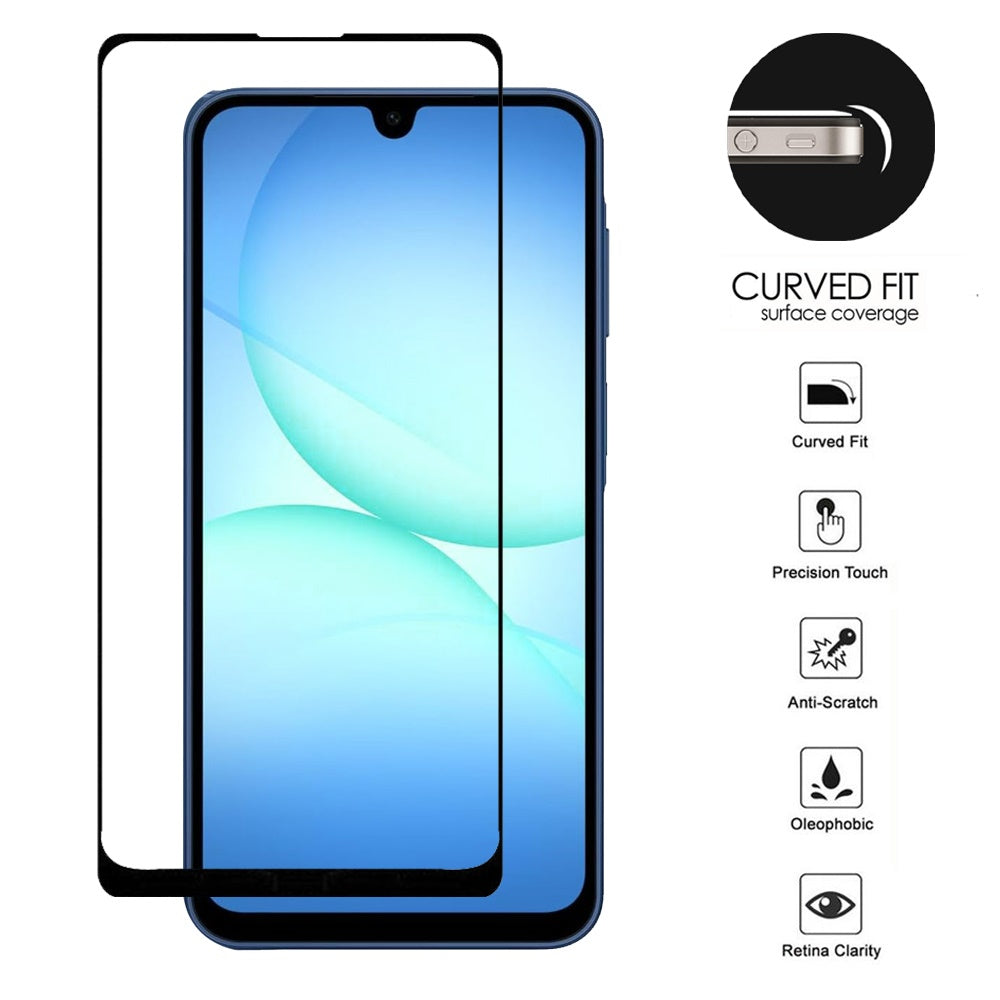 Metkase Black Edged Tempered Glass In Bulk White Paper Card Package For Samsung A17 5G - Black