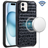 Metkase Chrome Lined Pattern [Magnetic Circle] Premium Case For iPhone 15 - Leopard Black