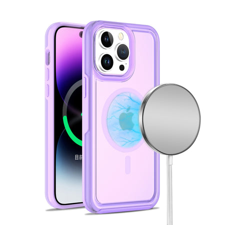 Premium Rich [Magnetic Circle] Glossy Oil Shockproof Premium Hybrid Case For iPhone 13/14 - Purple