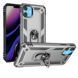Premium Ring Magnetic Kickstand Hybrid Case For iPhone 15 - Silver