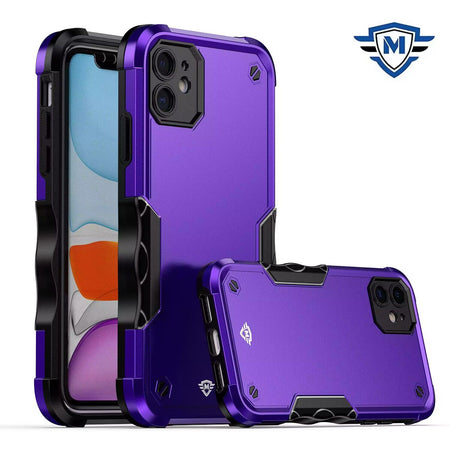 Metkase Exquisite Tough Shockproof Hybrid Case In Slide-Out Package For iPhone 15 - Dark Purple/Black