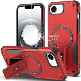 HR Premium Sturdy Bracket Kickstand Magnetic Hybrid Case For Iphone 16E (E Edition) / Se4 (2025) - Red
