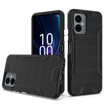 Metkase Strong Tough Metallic Design Hybrid Case In Slide-Out Package For Boost Celero Sc 5G 2024 - Black