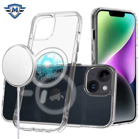 Metkase Thick Transparent [Magnetic Circle] Shockproof Hybrid Case In Slide-Out Package For iPhone 13/14 - Clear