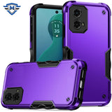 Metkase Exquisite Tough Shockproof Hybrid Case In Slide-Out Package For Motorola Moto G 5G 2024 - Dark Purple/Black