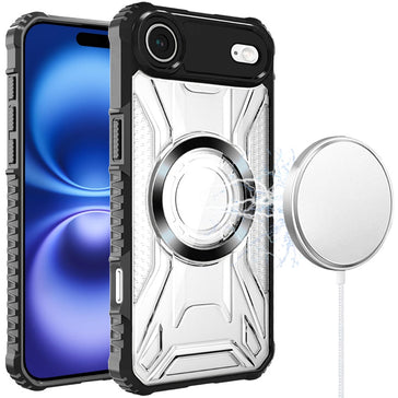 Premium [Magnetic Circle] Cd Pattern Transparent Rugged Hybrid Case For iPhone 17 Air - Black