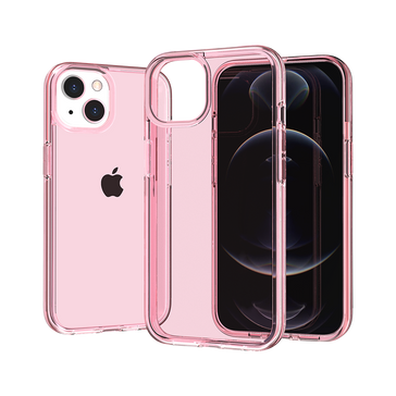 Premium Sturdy Ultra Thick 3mm Transparent Hybrid Case For iPhone 13/14 - Pink