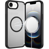 Premium Magnetic Ring HQ Transparent Thick 2.0mm Hybrid Case For iPhone 16E (E Edition) / SE4 (2025) / 17e - Black