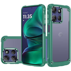 HR Premium Ultimate Casex Transparent Hybrid Case With Metal Buttons And Camera Edges For Moto G Stylus 5G 2025/2026 - Midnight Green