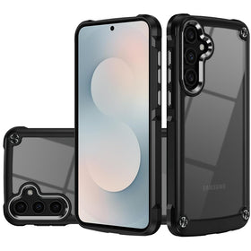 Premium Ultimate Casex Transparent Hybrid Case With Metal Buttons And Camera Edges For Samsung S25 FE - Black