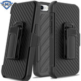 Metkase Noble Lined Shockproof Dual Layer Hybrid Case With Holster For iPhone 16E/SE4 (2025) - Black/Black