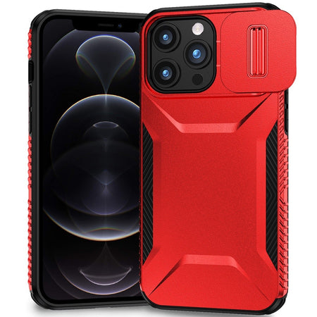 Premium Ultimate U Design Hybrid Case With Camera Window Covering For iPhone 12 Pro Max 6.7 - Red