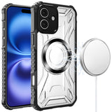 Premium [Magnetic Circle] Cd Pattern Transparent Rugged Hybrid Case For iPhone 17 - Black