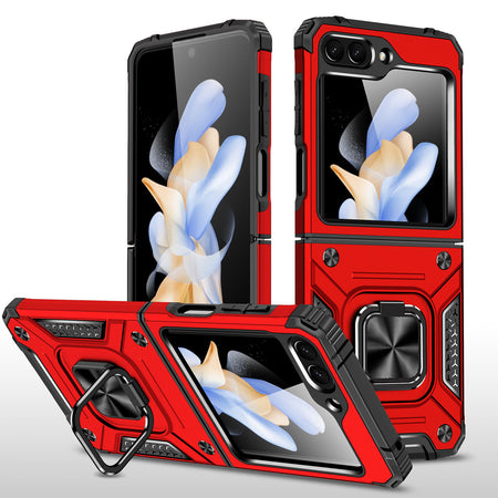 Premium Robust Magnetic Kickstand Hybrid Case Cover For Samsung Z Flip 7 FE / Flip 6 - Red