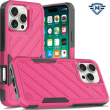 Metkase Noble Lined Shockproof Dual Layer Hybrid Case In Slide-Out Package For iPhone 16 Pro Max 6.9 Inch - Hot Pink/Black