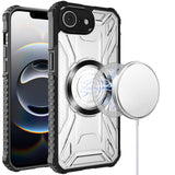 Premium [Magnetic Circle] CD Pattern Transparent Rugged Hybrid Case For iPhone 16E/SE4 - Black