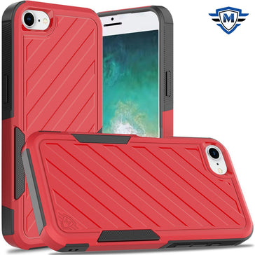 Metkase Noble Lined Shockproof Dual Layer Hybrid Case For iPhone 16E/SE4 (2025) - Red/Black