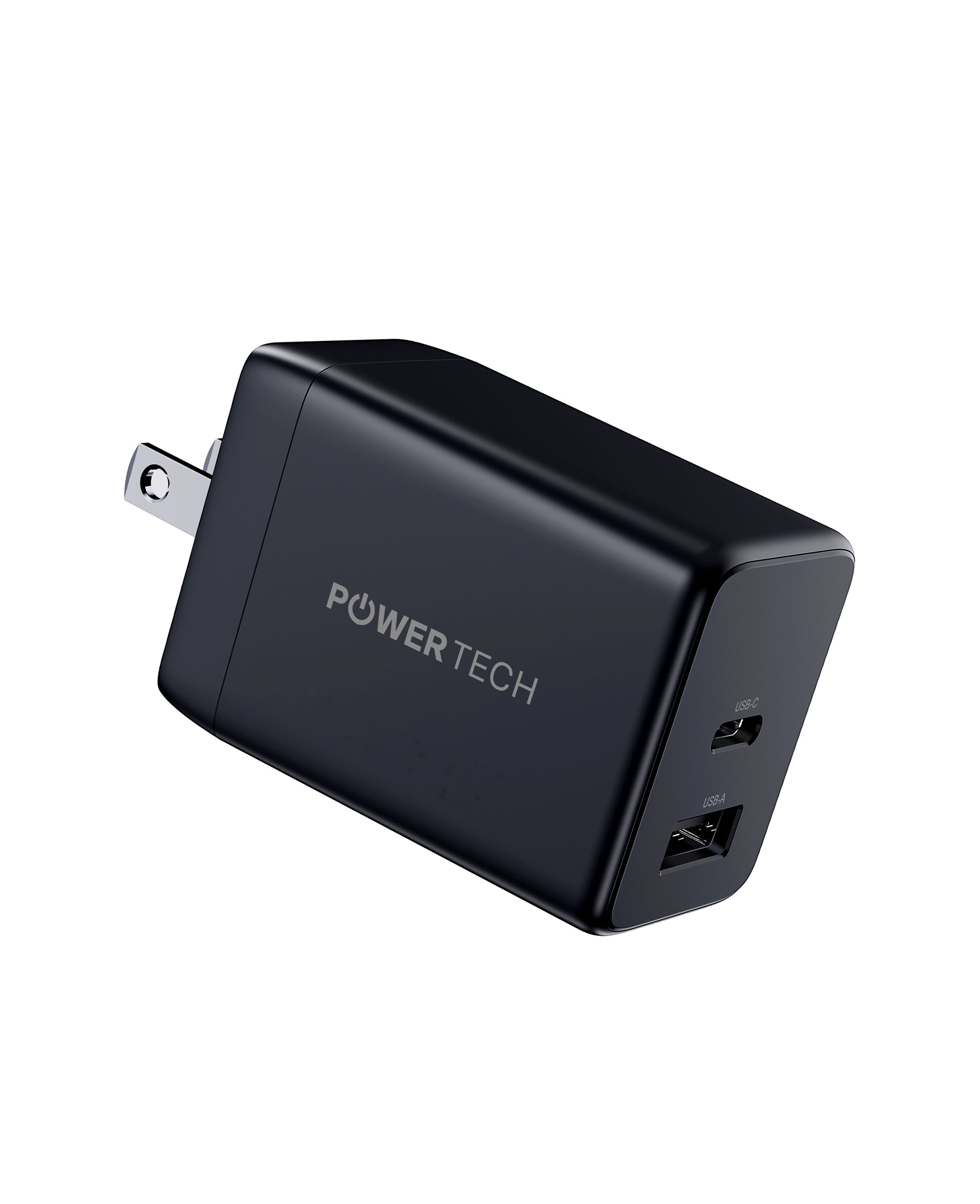 Powertech PD 45W Dual-Port USB-C Wall Charger - Black