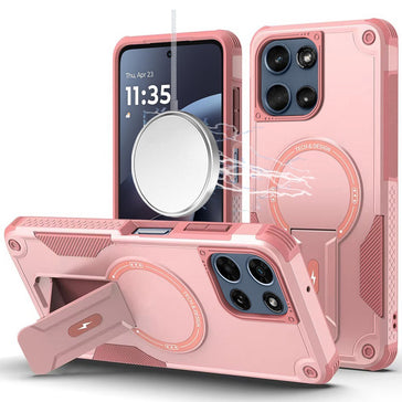 HR Premium Sturdy Bracket Kickstand Magnetic Hybrid Case For Moto G 5G 2025/2026 / G Play 2026 - Pink