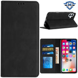 Metkase Wallet PU Vegan Leather ID Card Money Holder With Magnetic Closure In Slide-Out Package For iPhone 16 6.1 Inch - Black