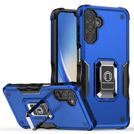 Premium Optimum Magnetic Ring Stand Hybrid Case Cover For Samsung A35 5G - Blue